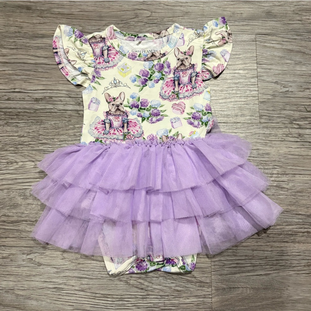 Posh Peanut Lavender Frenchie Tulle Onesie